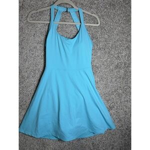 Halara SoftlyZero Airy Backless Twisted Flare Dress XS Loka Blue